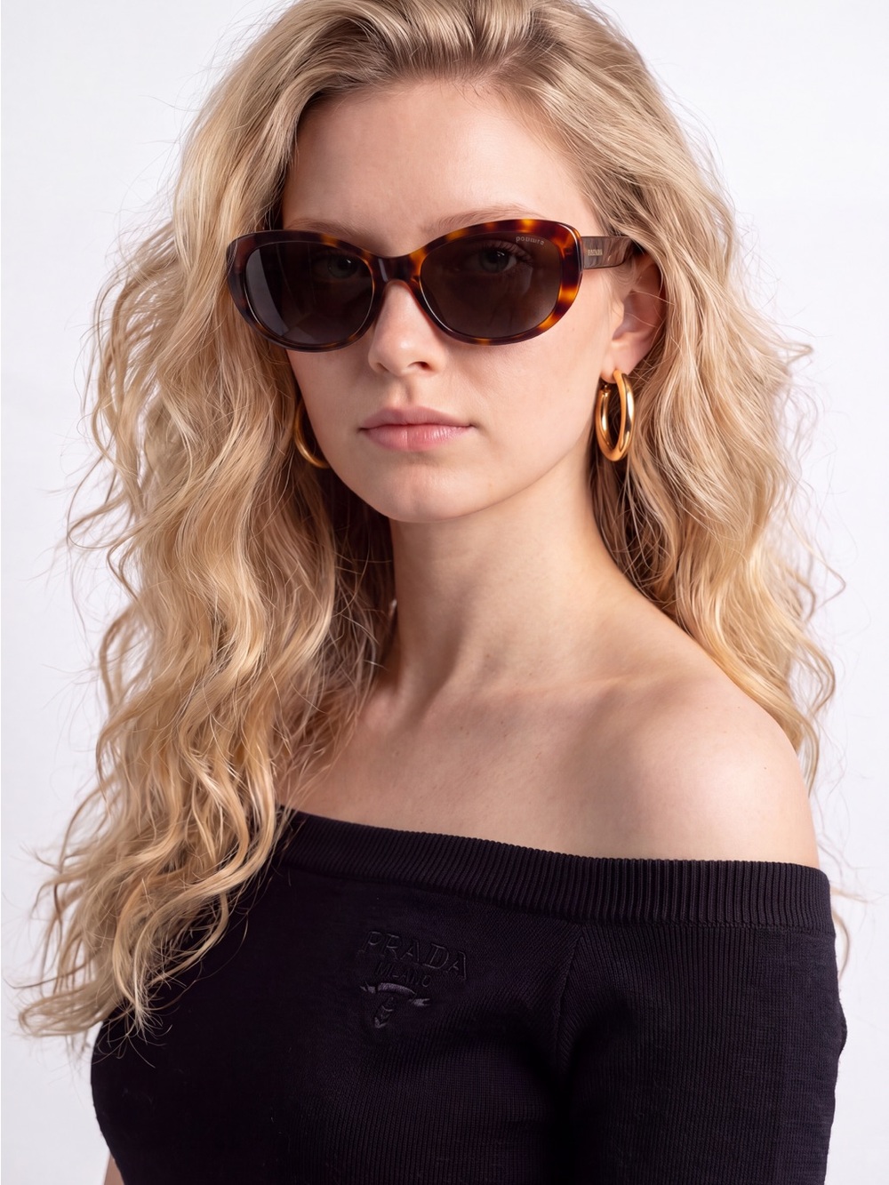 Coach Tortoiseshell Oval Sunglasses with Brown Lenses and Gold Accents